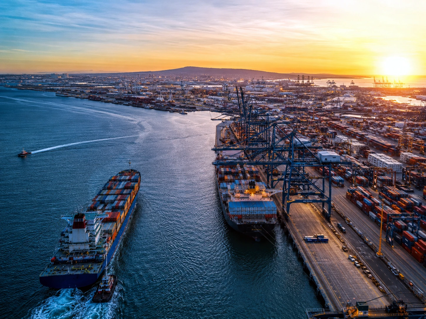 Port of Long Beach at dusk