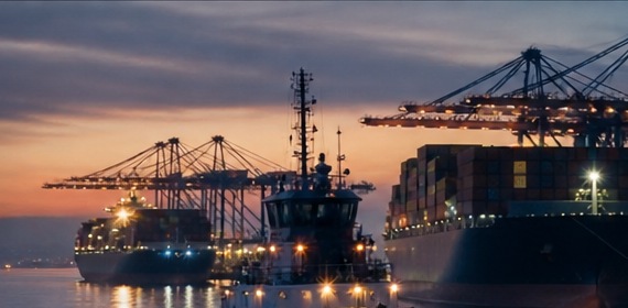 Port cranes and commercial vessel operations