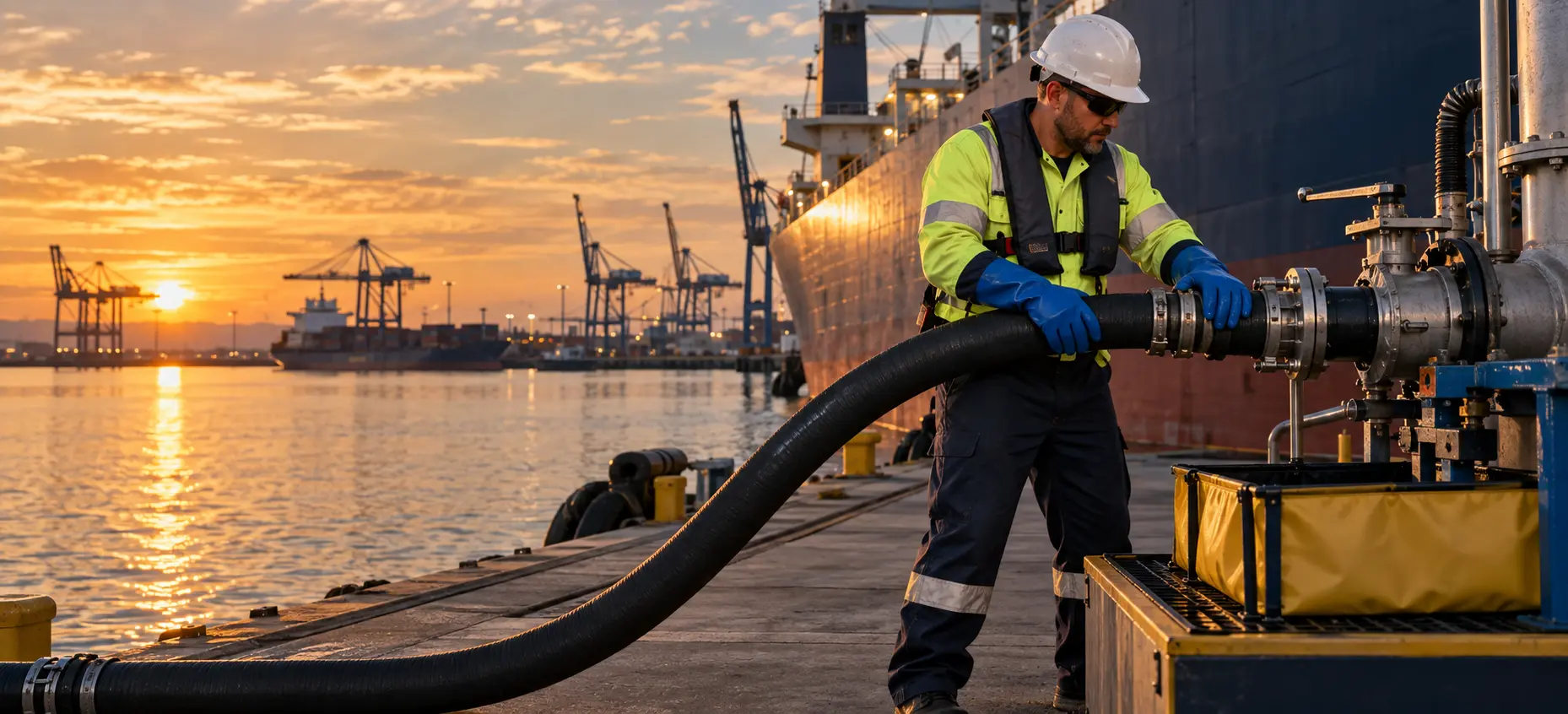 Controlled oily-water recovery connection with secondary containment