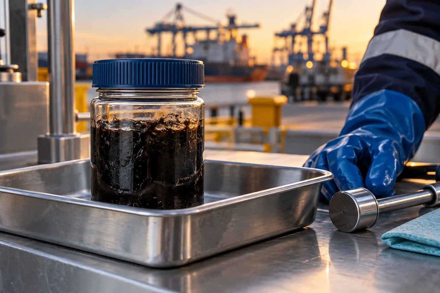 Contained sample of characterized oil residue and sludge