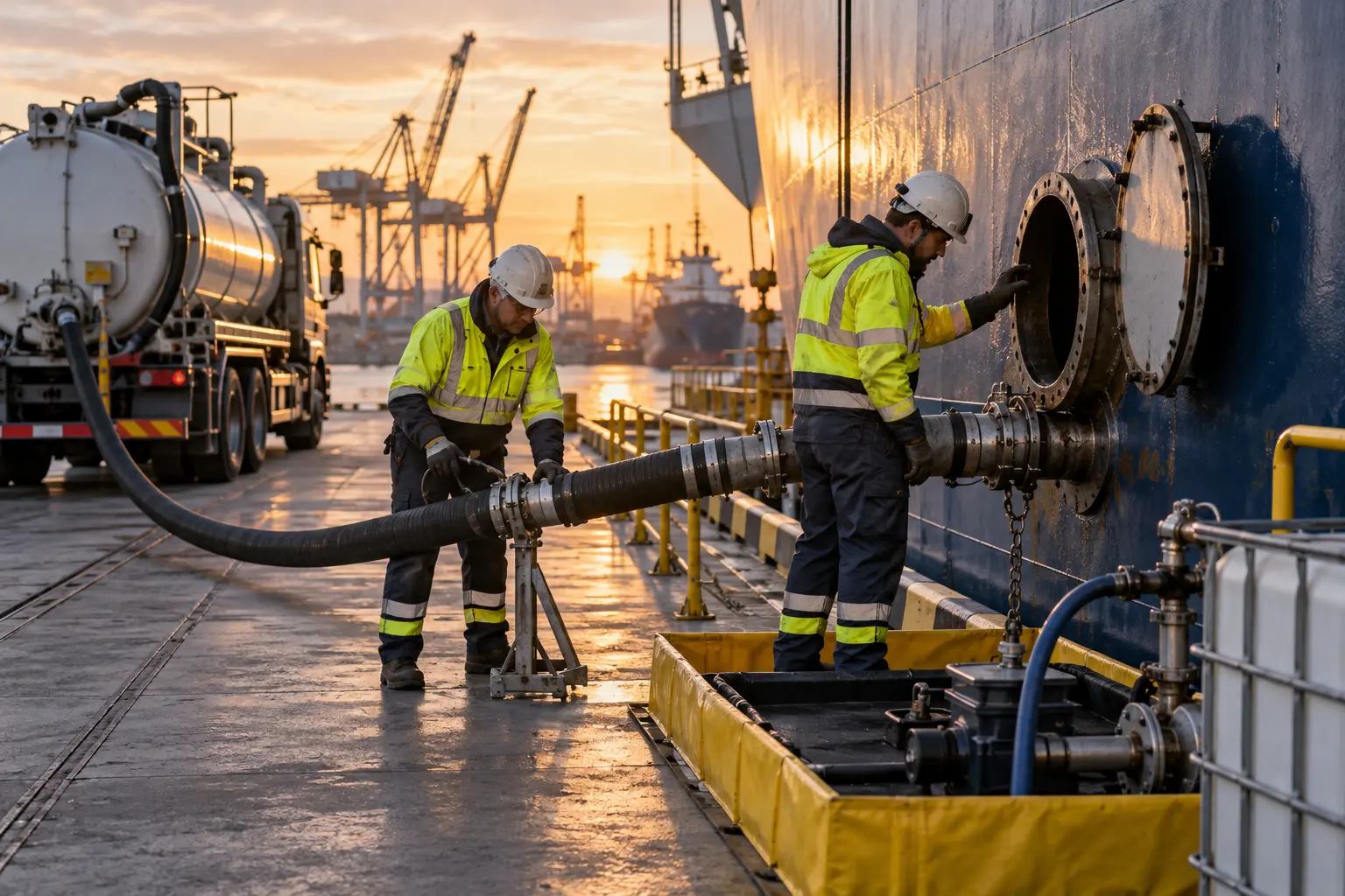 Exterior vessel-side tank service preparation