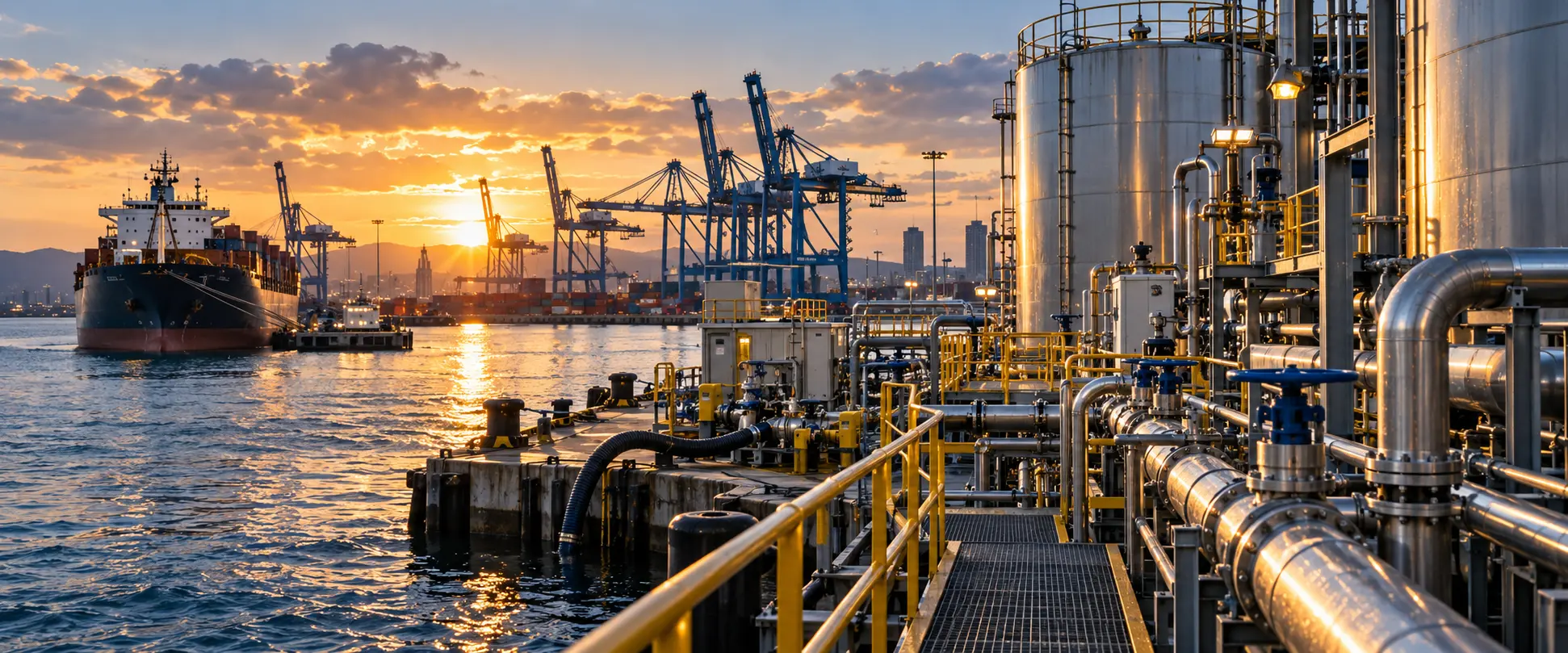 Marine wastewater infrastructure at a working port